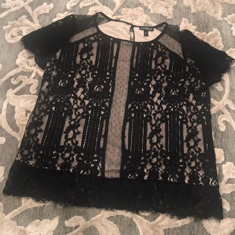 Express Black and nude short sleeve top